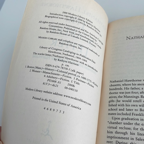 [ The Scarlet Letter Paperback Book by Nathaniel Hawthorne ] 2000 Modern Library - Picture 6 of 6